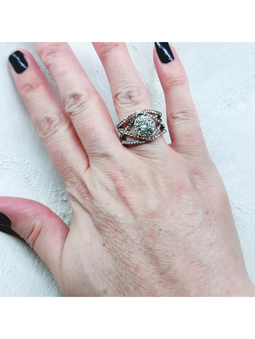1024mc. Silvertone Bling Ring Size 7